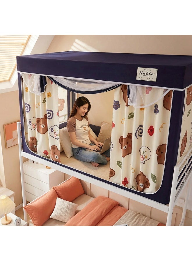 واي آند دي عتيم على المرسى العلوي Bunk Bed Curtains للنوم غرفة نوم مضاد للضوء زخرفة زميلة الغرفة الخصوصية غطاء المظلة الصورة الخلفية ديكور Backdrop تعتيم الستار 6 لوحات مع أعلى - Image 4
